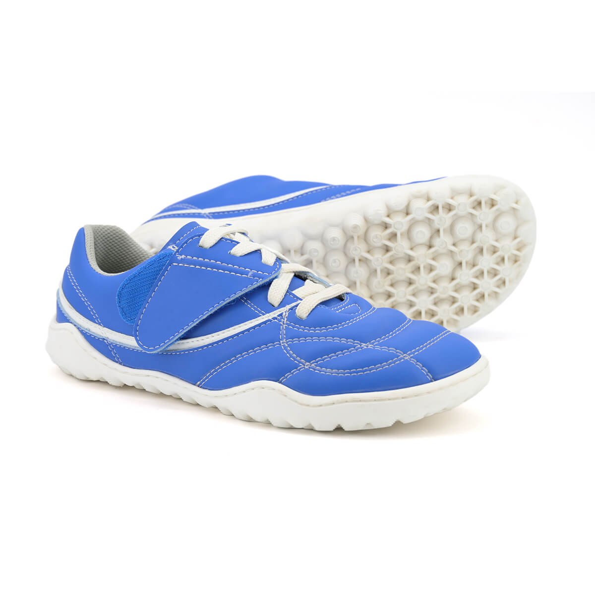 bota futbol sala barefoot azul royal blanco amunt ss25 02