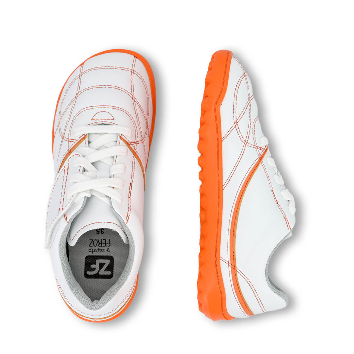 botas futbol sala barefoot blanco naranja amunt ss25 03
