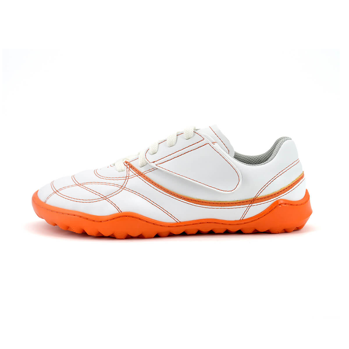 botas futbol sala barefoot blanco naranja amunt ss25