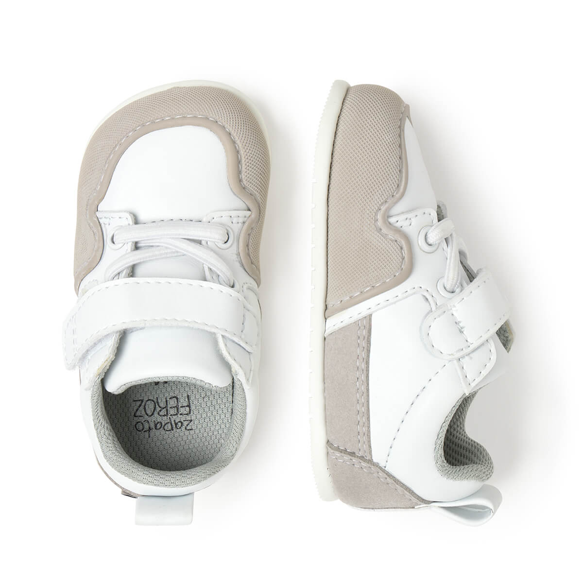 calzado barefoot suela fina flexible color blanco gris bebes cheste feroz AW25 03