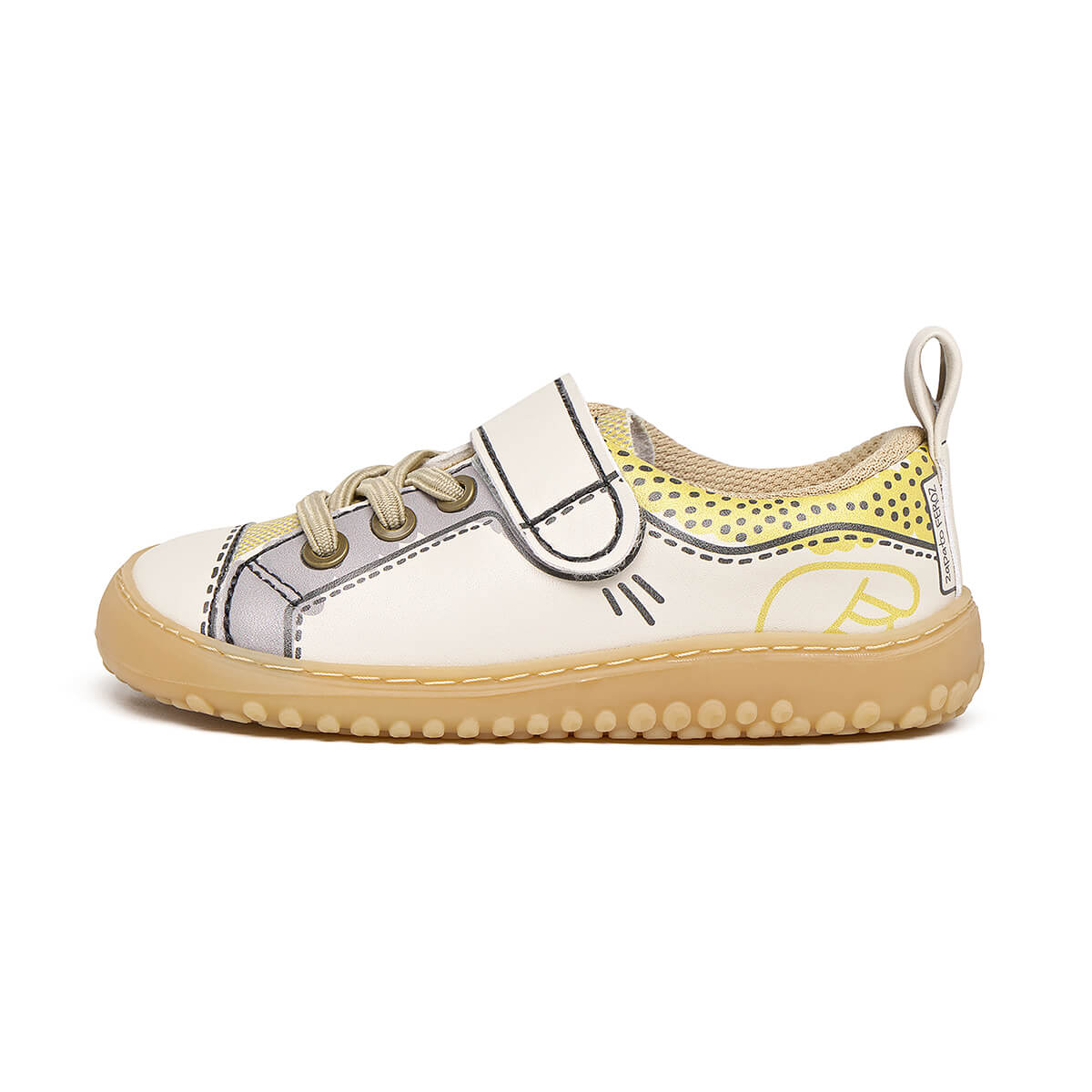 calzado barefoot uso deportivo colegio todos dias ninos ninas color amarillo gris paterna comic rocker aw25 01
