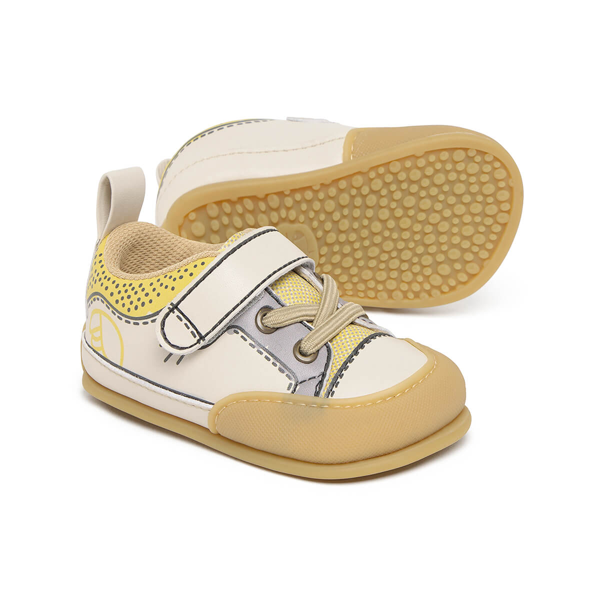 calzado barefoot uso deportivo todos dias infantil color amarillo beige paterna comic feroz aw25 02