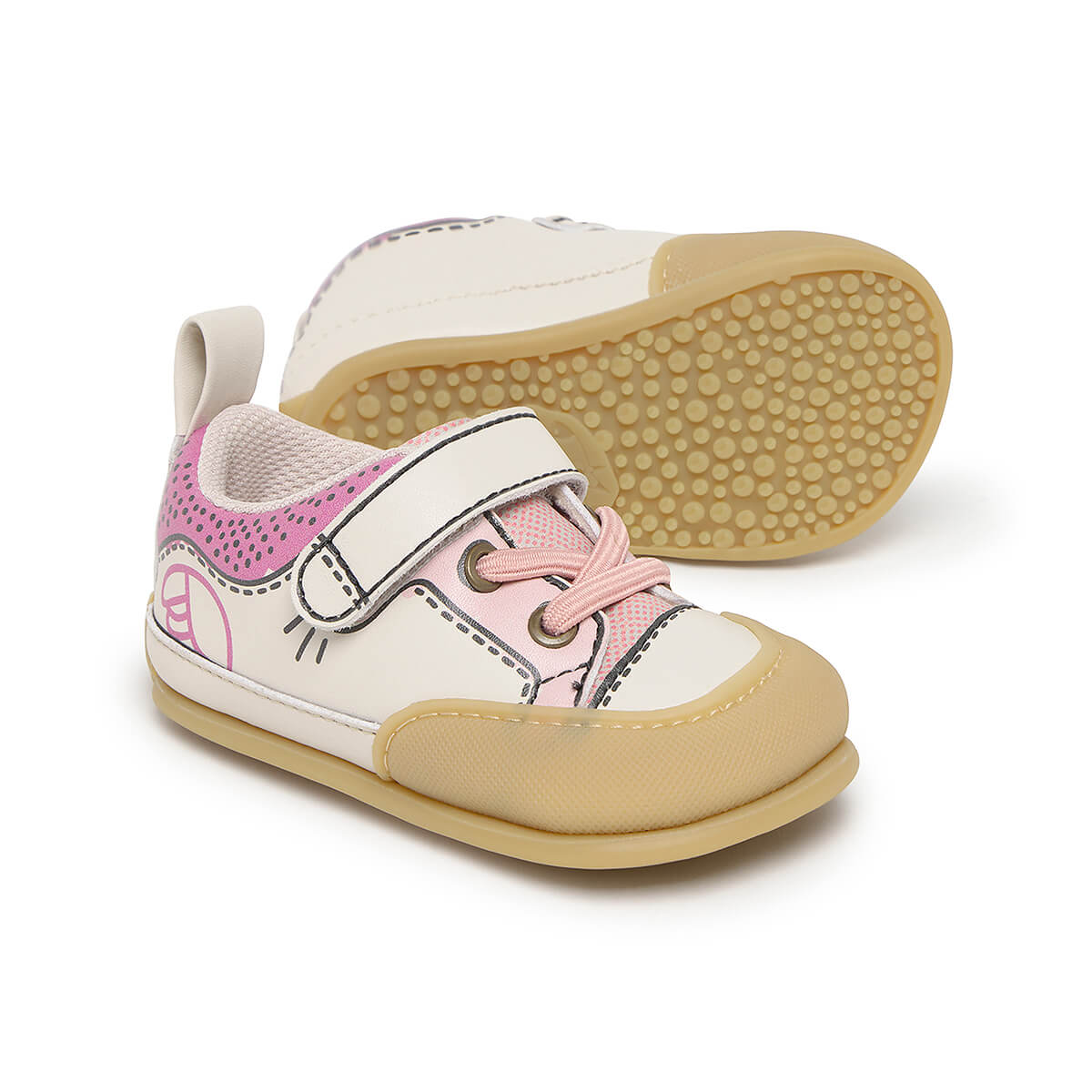 calzado barefoot uso deportivo todos dias infantil color rosa beige paterna comic feroz aw25 02