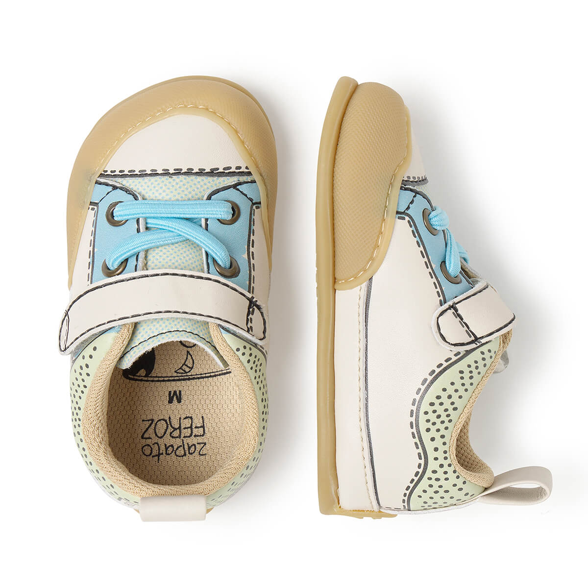 calzado barefoot uso deportivo todos dias infantil color verdebeige paterna comic feroz aw25 03