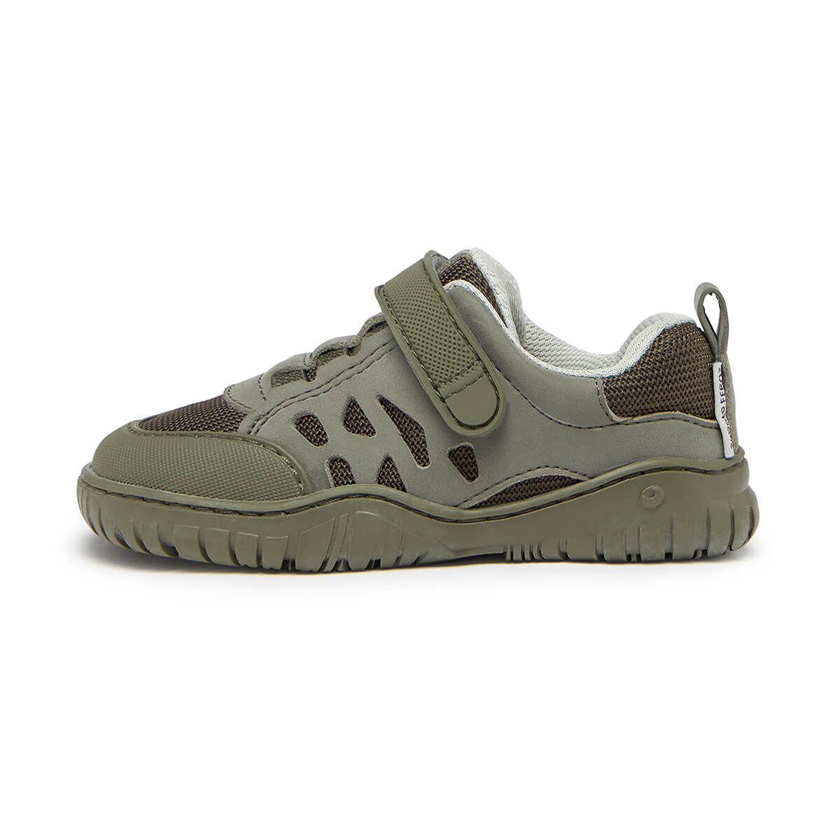 calzado infantil barefoot diseno respetuoso deportivo divertido moderno color kaki onil rocker 01