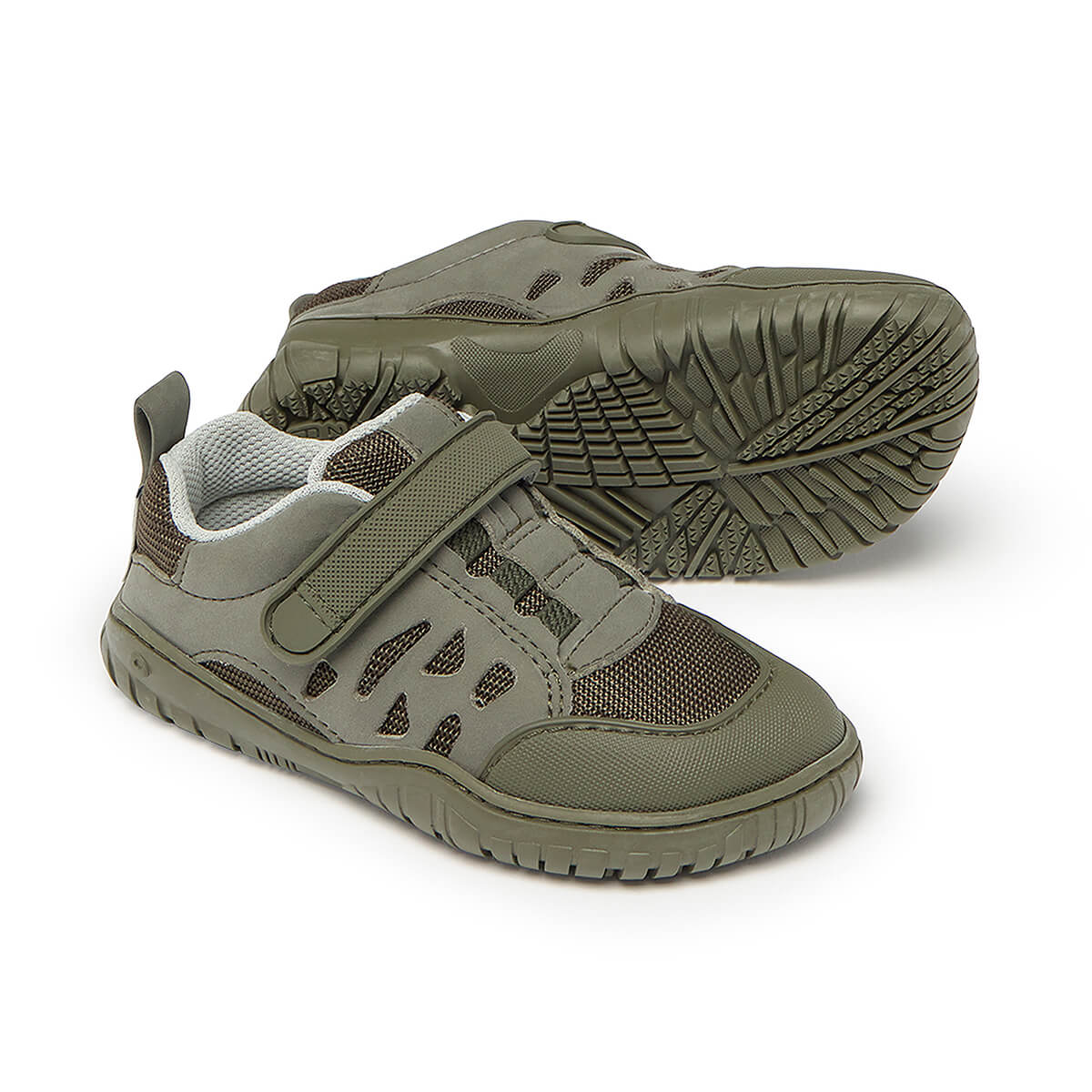 calzado infantil barefoot diseno respetuoso deportivo divertido moderno color kaki onil rocker 02