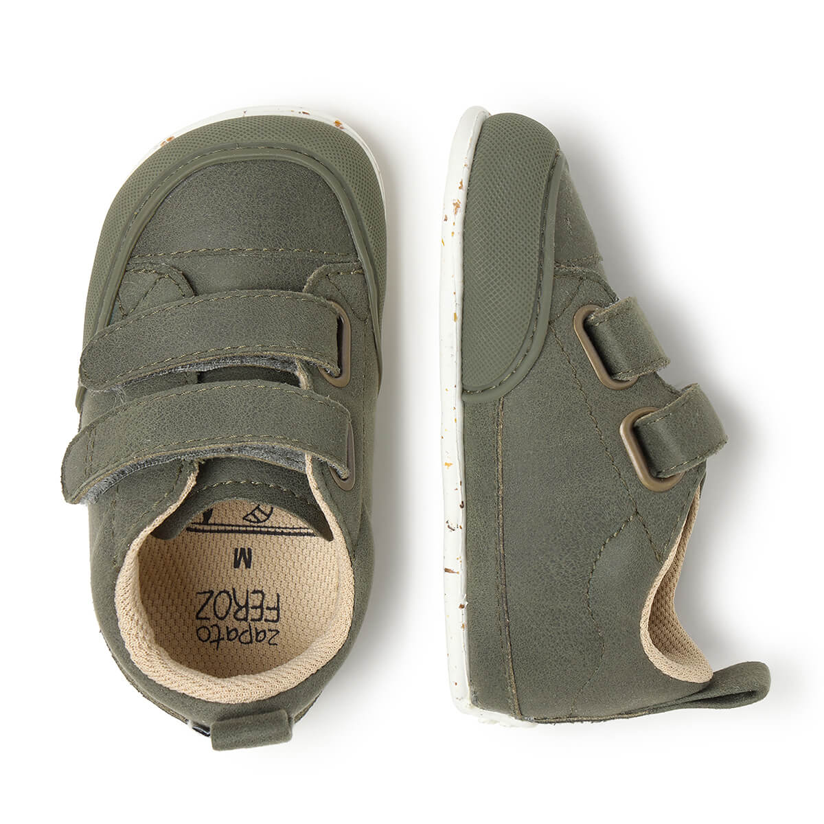 deportivas barefoot veganas faciles poner quitar bebes color verde kaki moraira feroz aw25 03