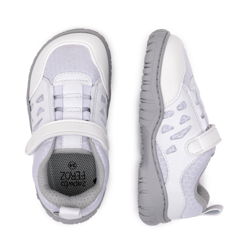 onil-rocker-lisos-aw23 Blanco microfibra . botas barefoot montana de colores para niños. Calzado respetuoso.