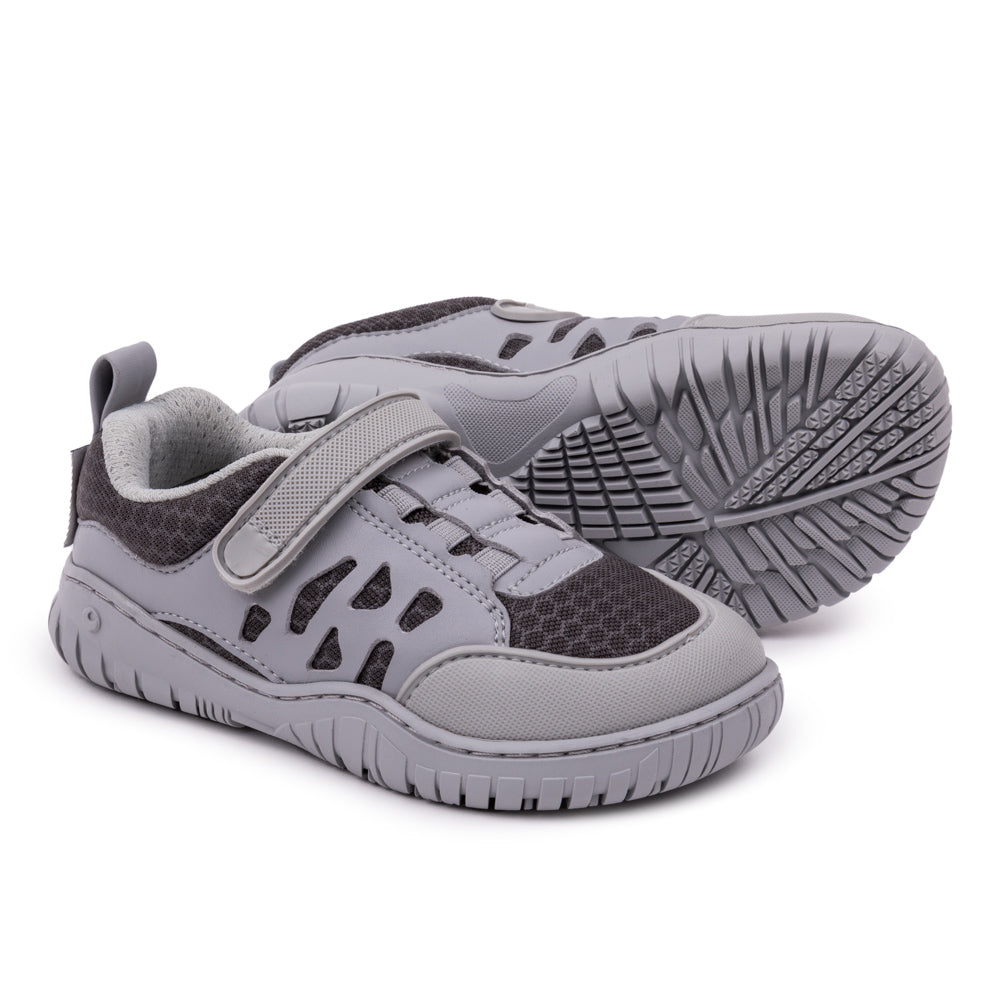 onil rocker lisos aw23 Gris asfalto microfibra . botas barefoot montana de colores para niños. Calzado respetuoso.