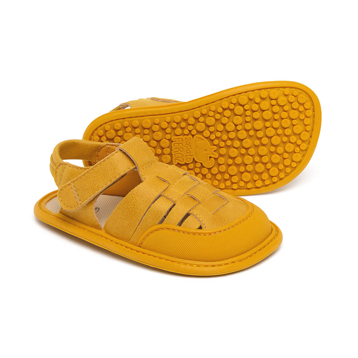 sandalia cangrejera barefoot infantil mostaza calpe rocker ss25 02