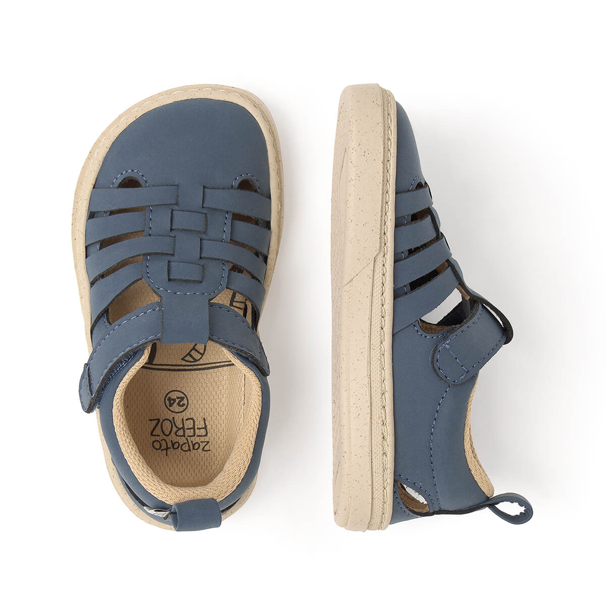 sandalia trenzada barefoot infantil azul tabarca rocker ss25 03