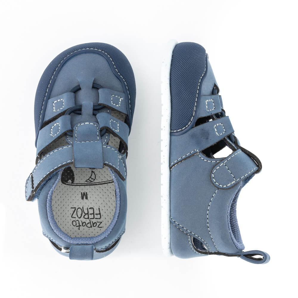 sandalias barefoot minimalistas ajuste ancho perfecto bebes color azul canet feroz ss24  