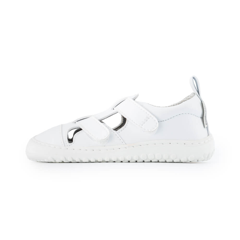 sandalias infantiles barefoot microfibra veganas suela plana flexible color blanco javea rocker ss24