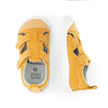 sandalias minimalistas velcro planas ligeras flexibles color amarillo mostaza javea rocker ss24