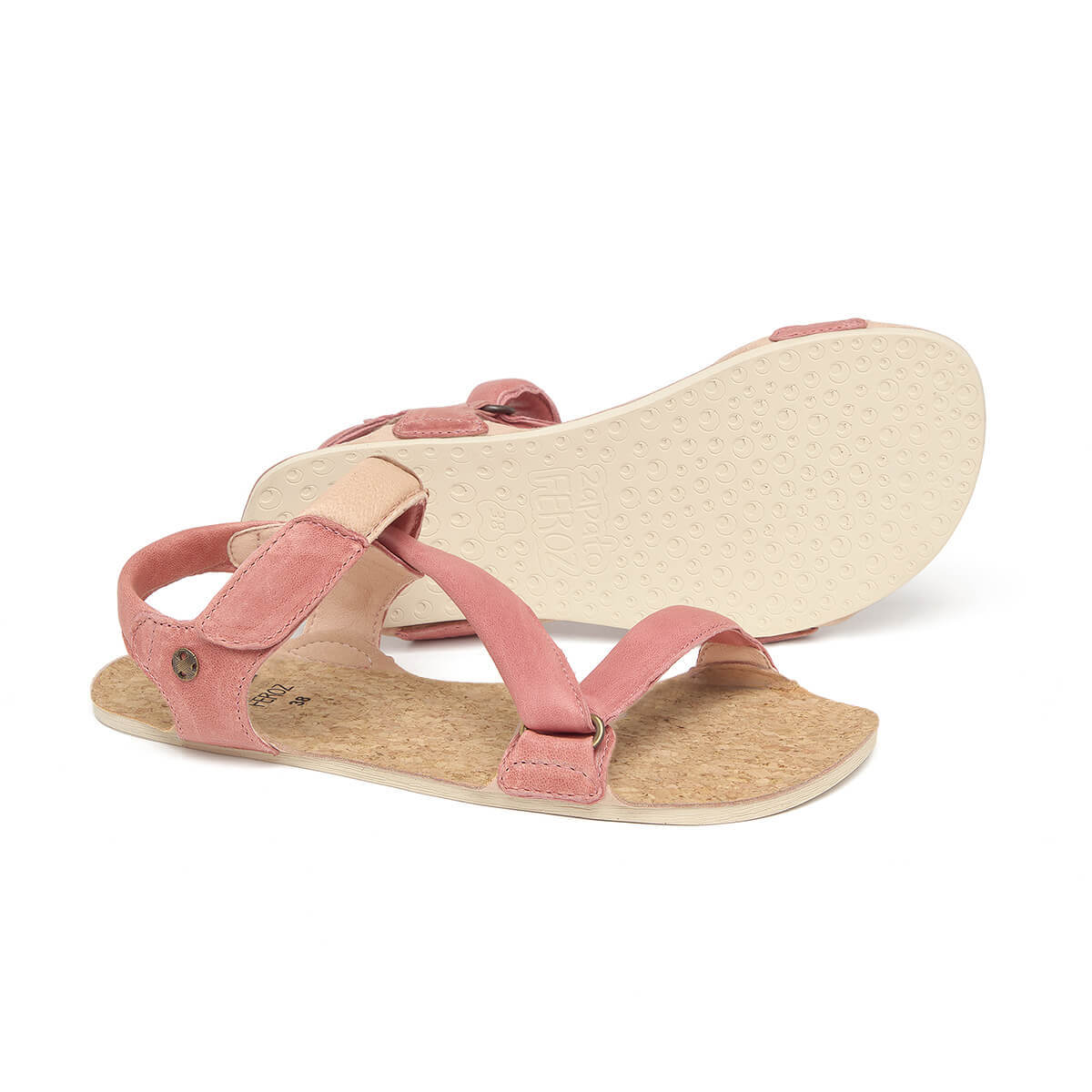 sandalias respetuosas saludables piel andar descalzo unisex adulto color frambuesa rosa primavera verano oliva ss25 02