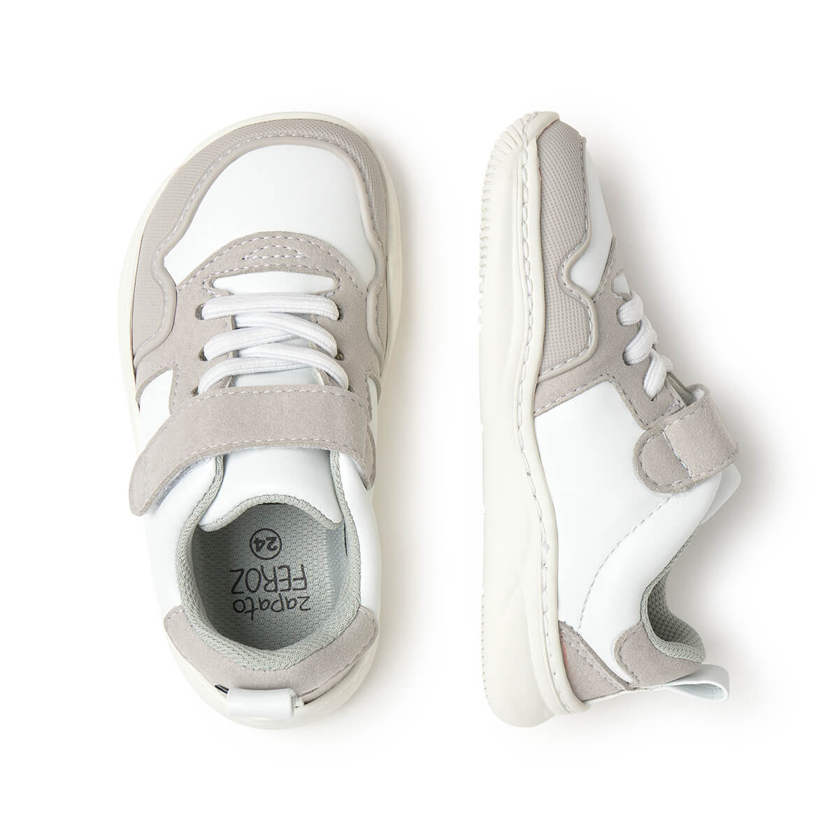 zapatilla deportiva infantil barefoot blanco gris olocau rocker 03