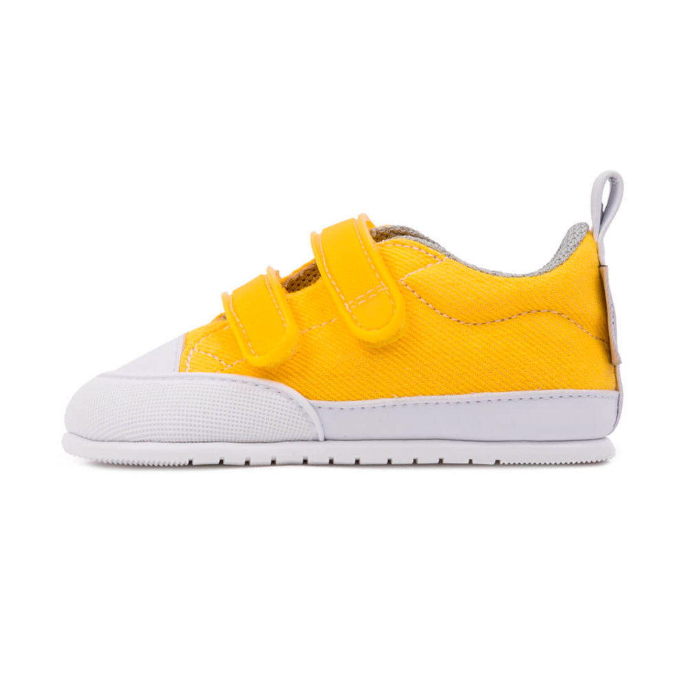zapatillas deportivas calzado minimalista bebes velcro tejano colores moraira feroz amarillo SS23 lat