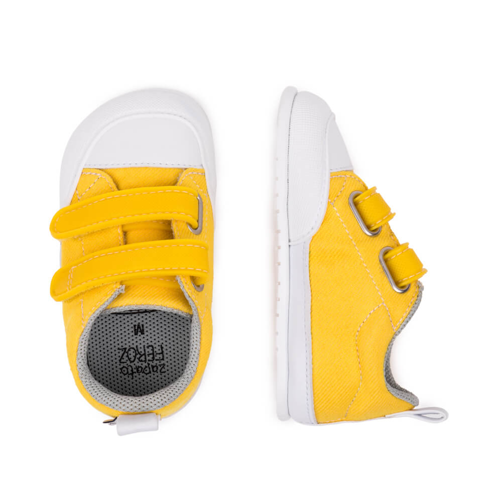 zapatillas deportivas calzado minimalista bebes velcro tejano colores moraira feroz amarillo SS23 sup