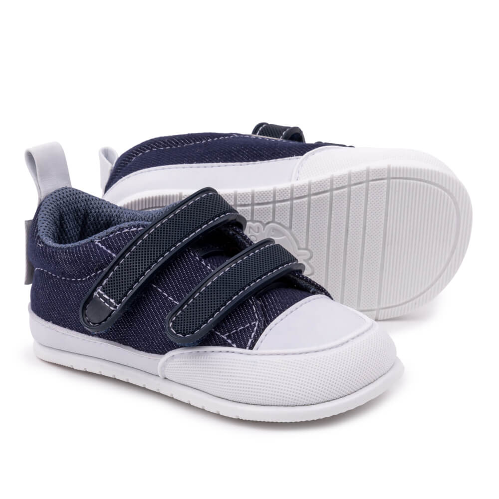 zapatillas deportivas calzado minimalista bebes velcro tejano colores moraira feroz azul SS23 bod
