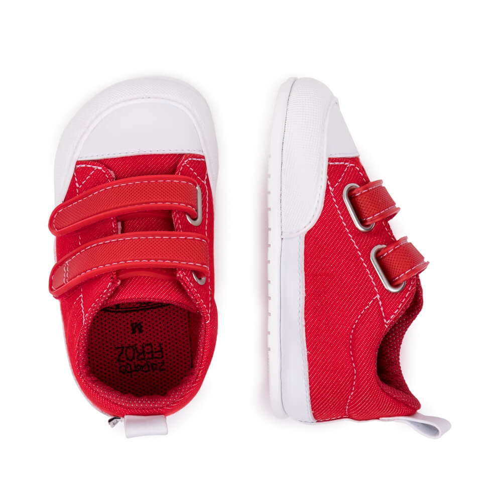 zapatillas deportivas calzado minimalista bebes velcro tejano colores moraira feroz rojo SS23 sup