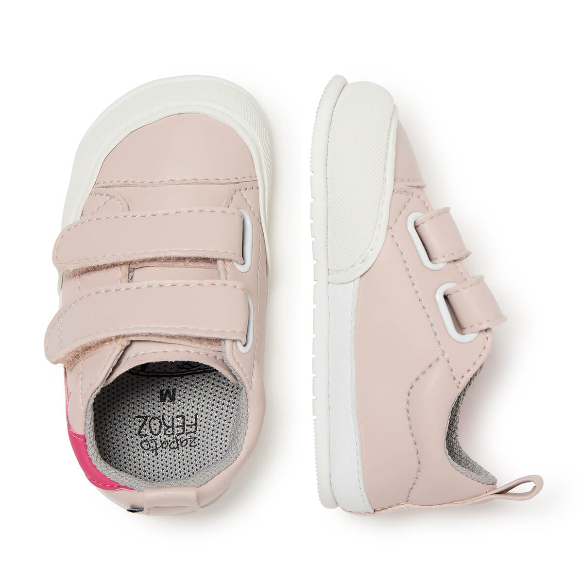 zapatillas deportivas infantiles doble velcro color rosa palo claro moraira rayo feroz aw24 03
