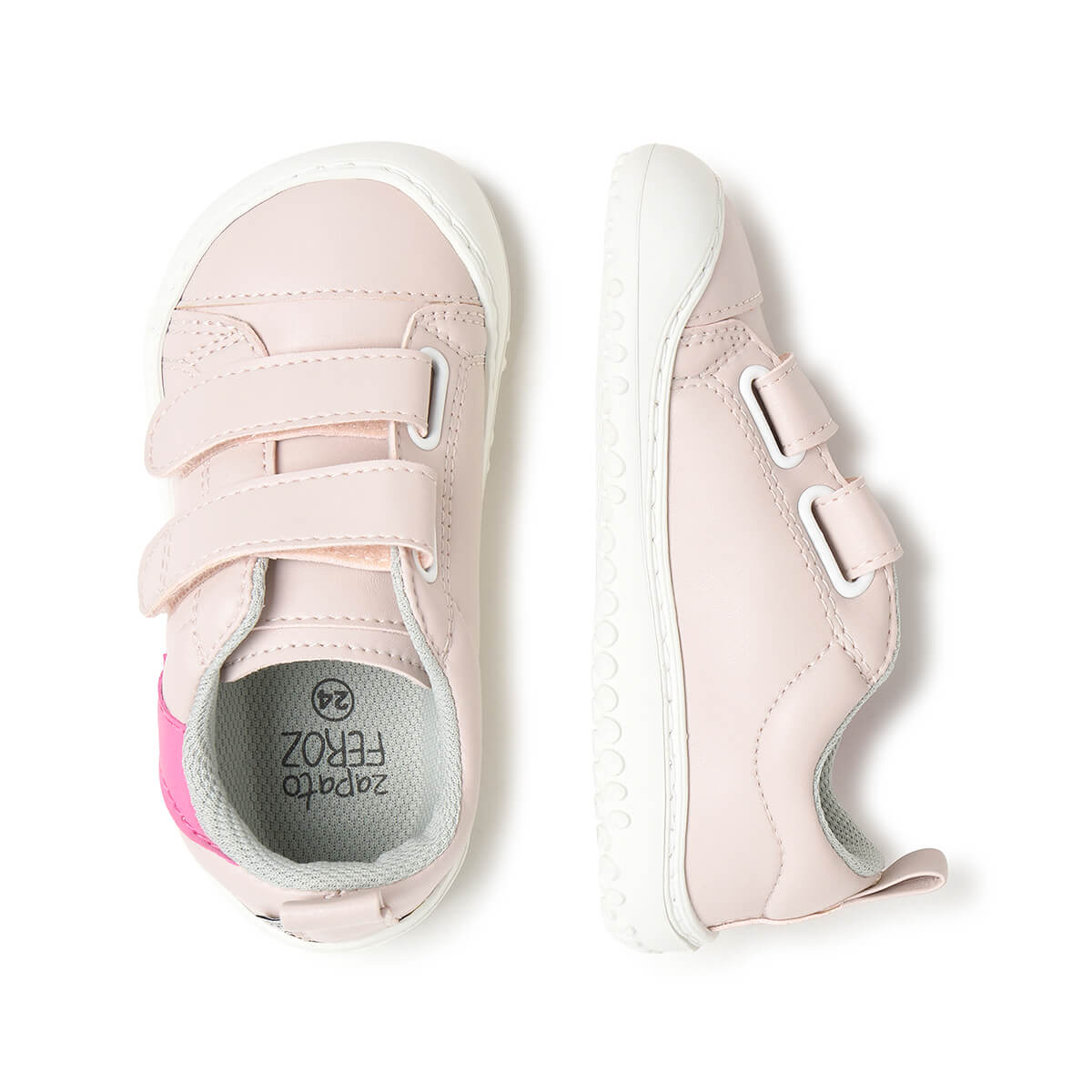 zapatillas deportivas infantiles escolares doble velcro color rosa palo claro moraira rayo rocker aw25 03