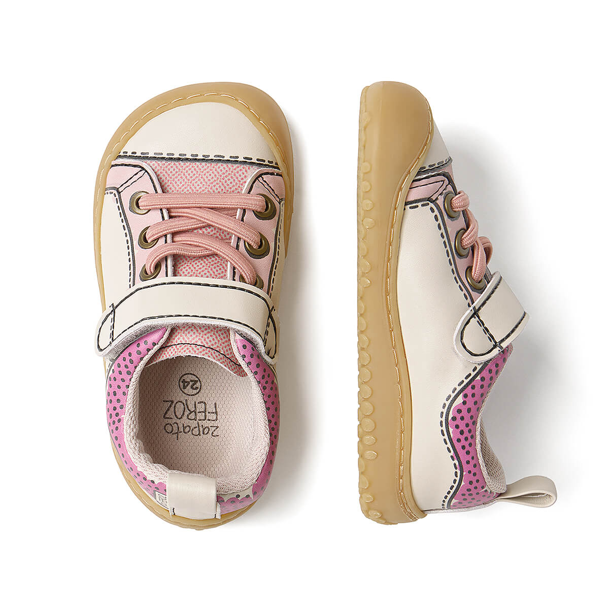zapatillas respetuosas forma natural pie pisada estable segura ninas color rosa paterna comic rocker aw25 03