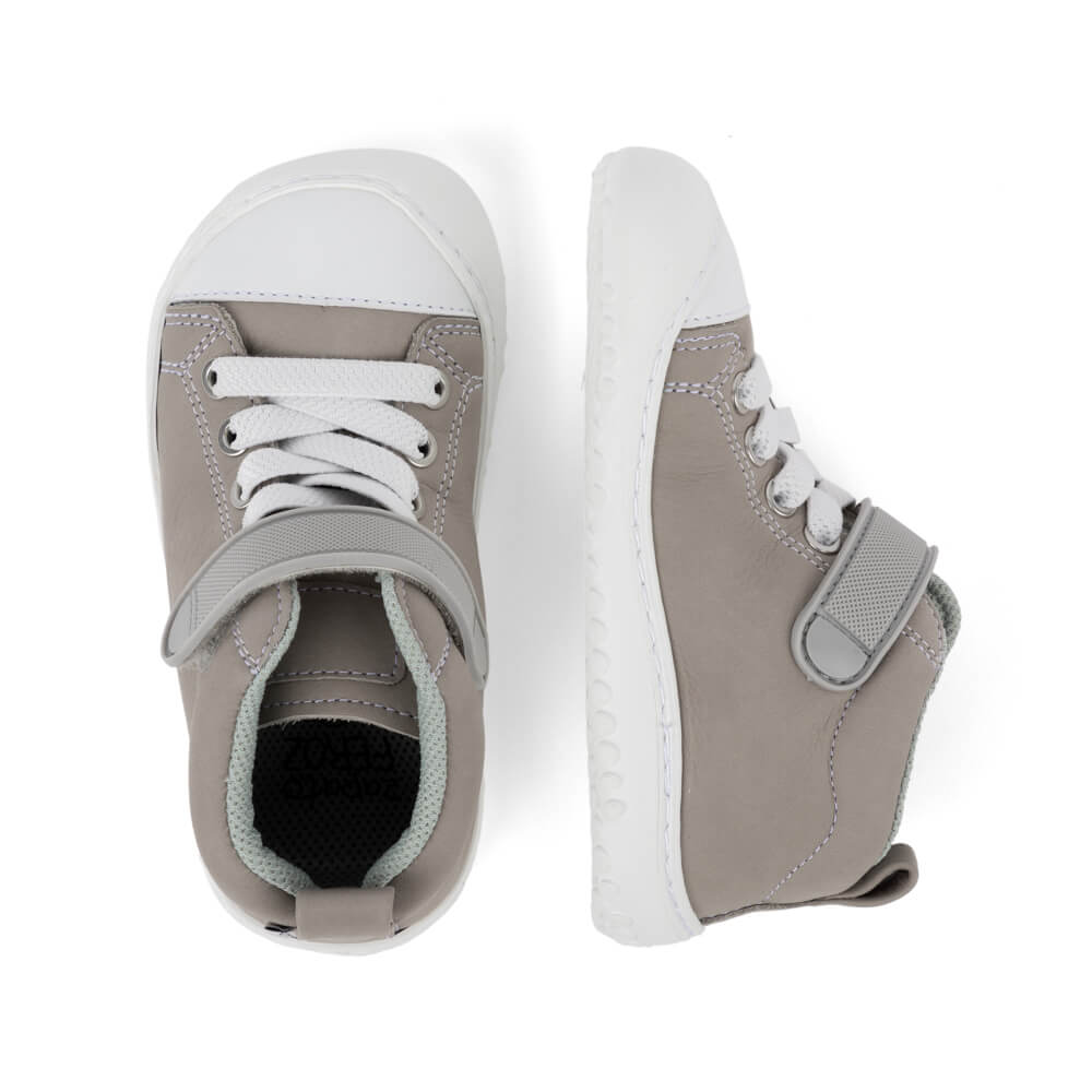jucar rocker aw23 Gris Piel .zapatillas tipo bota niños colegio. Desarrollo natural del pie. Barefoot