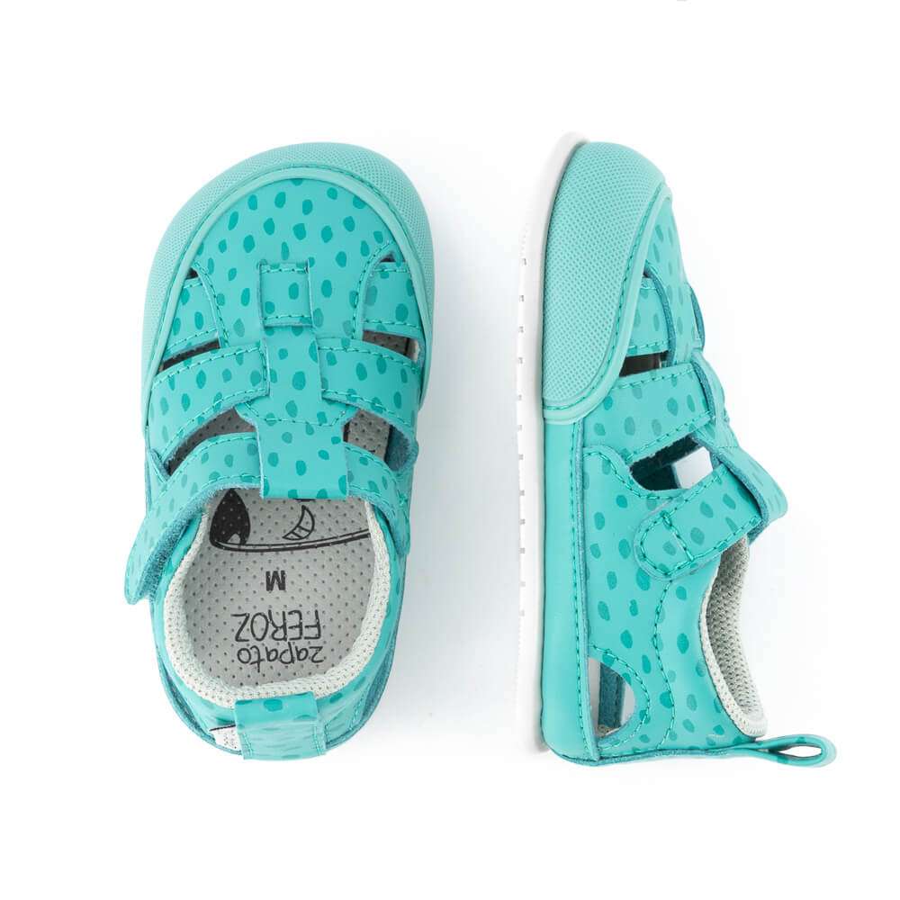 calzado verano favorece respeta desarrollo natural pie pisada bebes color mint puntos irta feroz ulises ss24