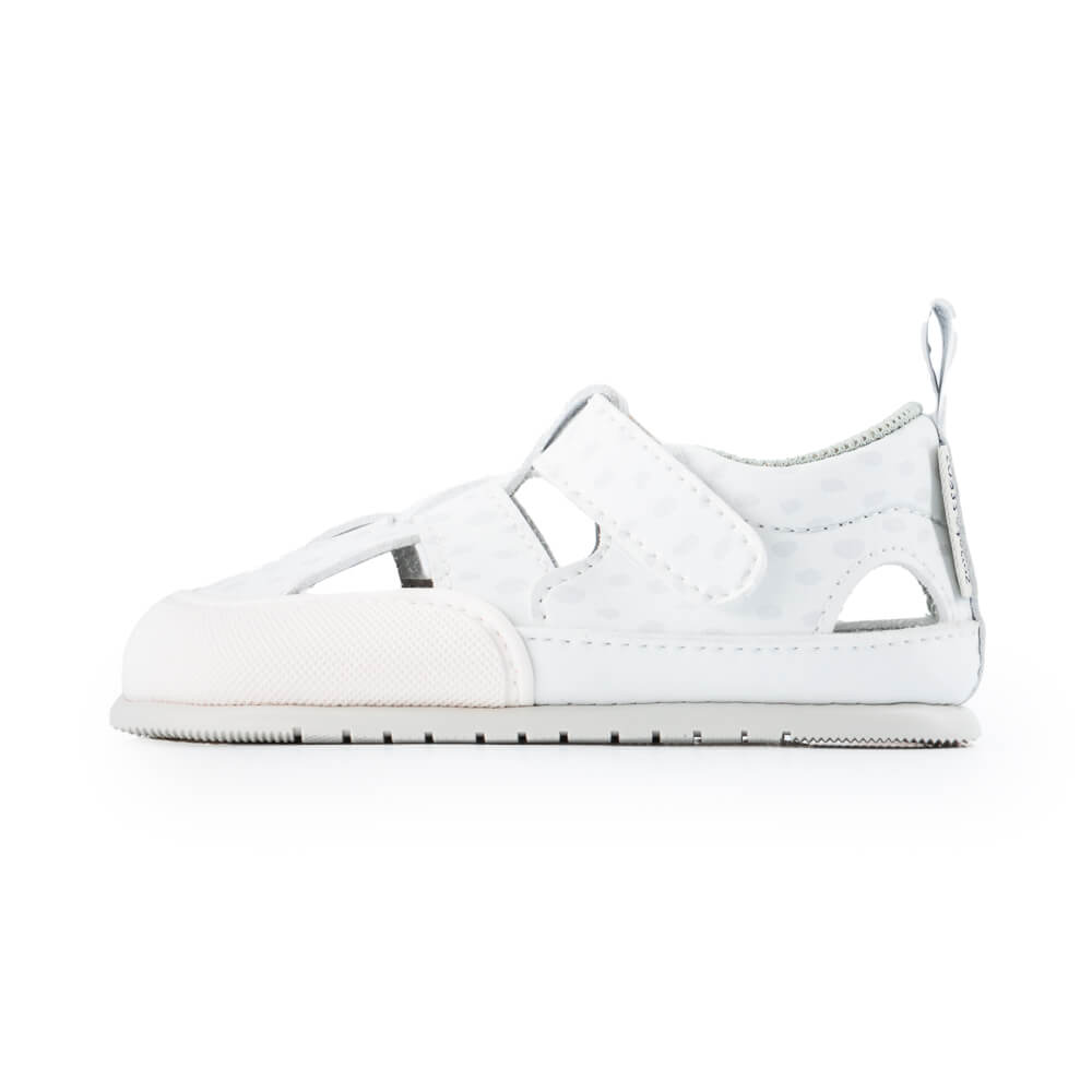 sandalias respetuosas barefoot veganas microfibra resistentes agua bebes color blanco puntos irta feroz ulises ss24 2