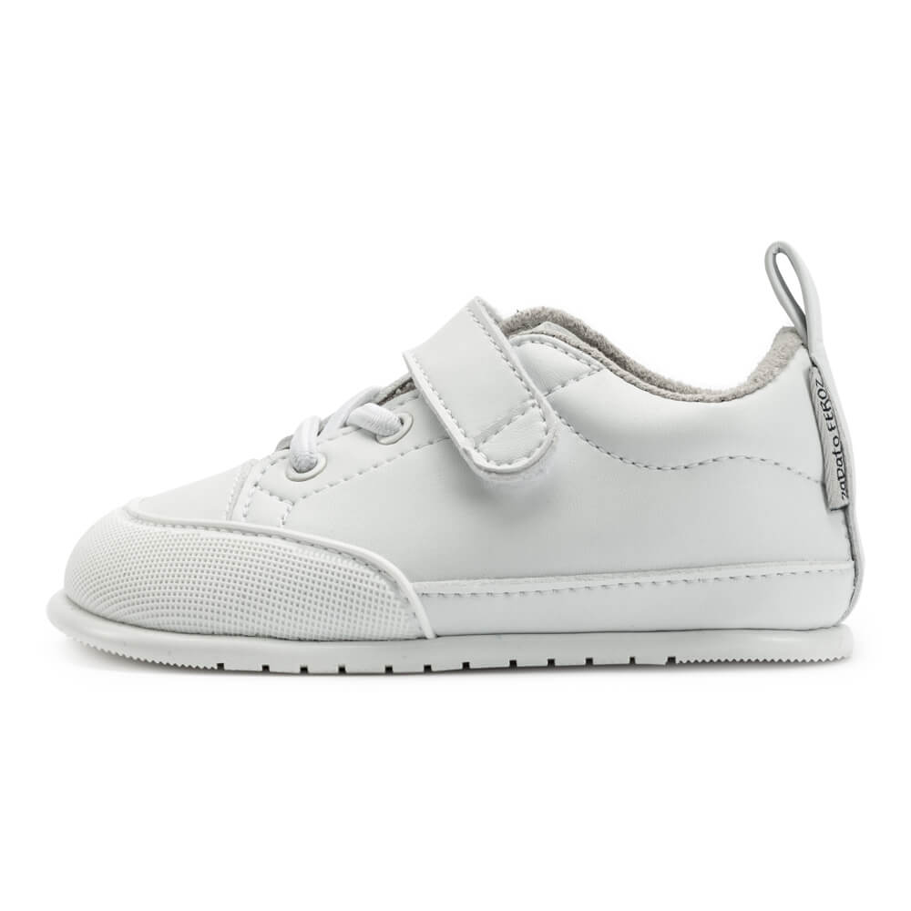 zapatillas deportivas nobuck calzado infantil barefoot ninos cordones velcro paterna blanco AW22 01