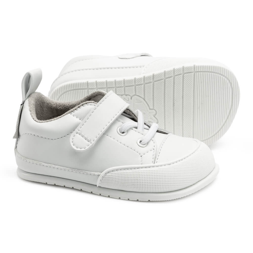 zapatillas deportivas nobuck calzado infantil barefoot ninos cordones velcro paterna blanco AW22 02