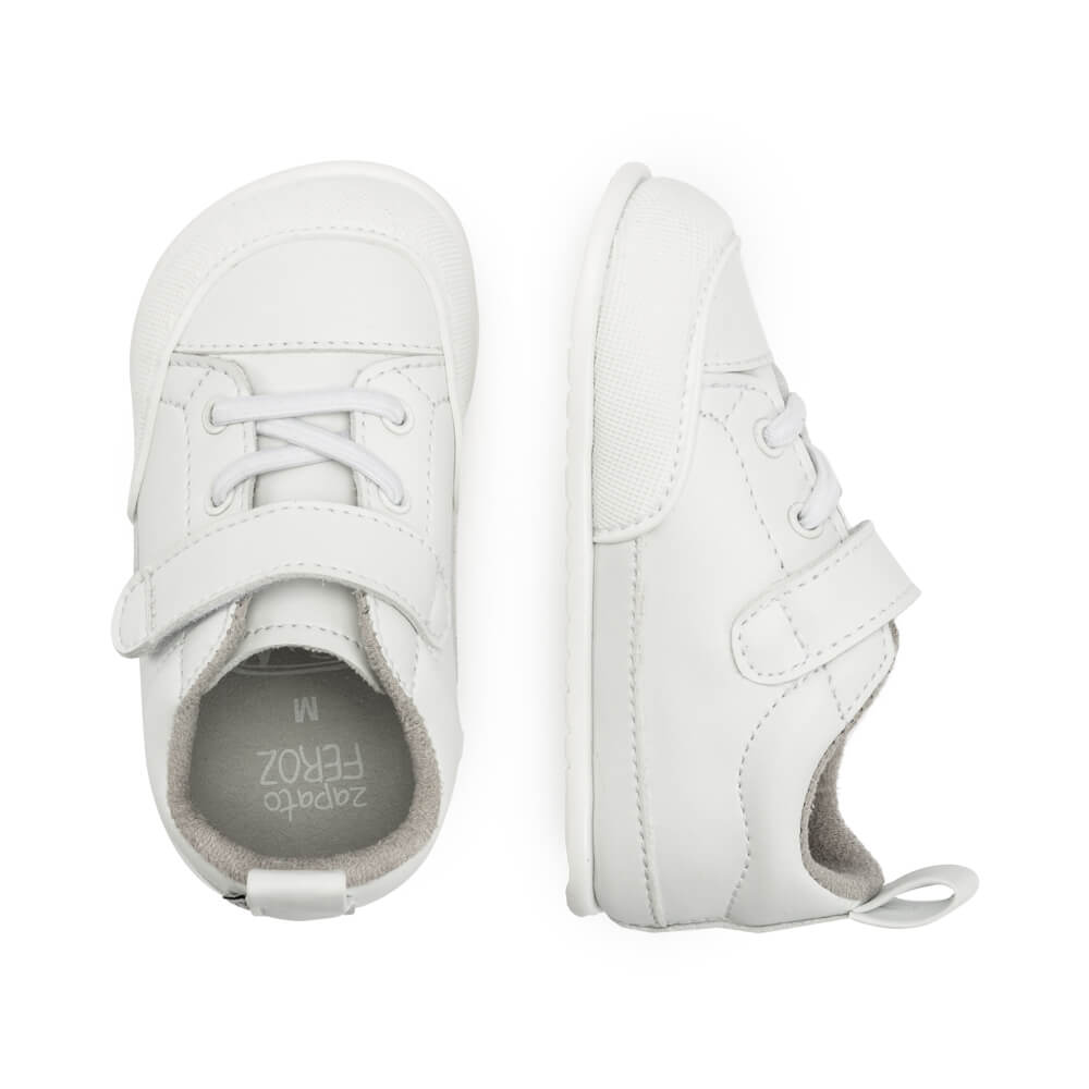 zapatillas deportivas nobuck calzado infantil barefoot ninos cordones velcro paterna blanco AW22 03
