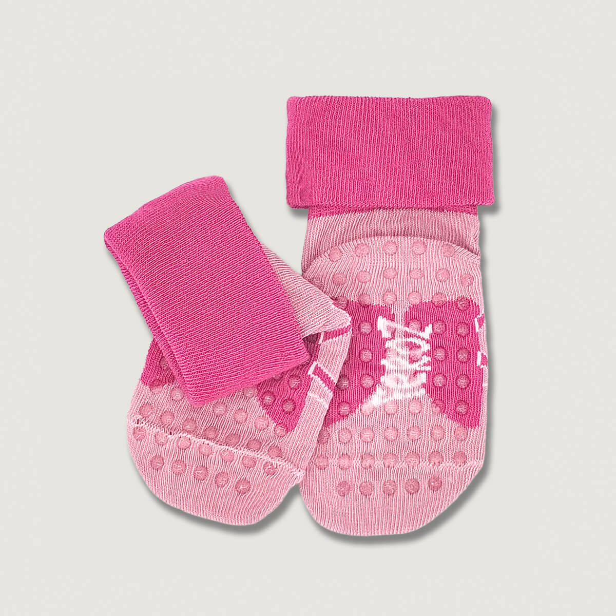 Calcetines Antideslizantes Bebe Trasera | Rosa Gris