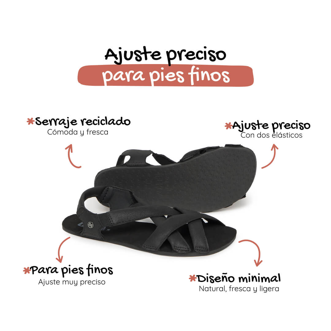 Meliana ss26 adulto caracteristicas 1|  Negro Serraje Reciclado