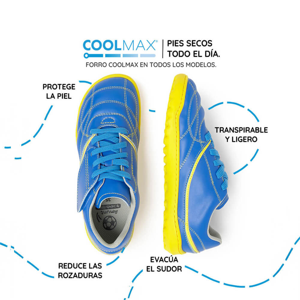 bota futbol sala barefoot amunt aw25 Microfibra Azul royal Amarillo 03 | Azul Royal Amarillo Microfibra