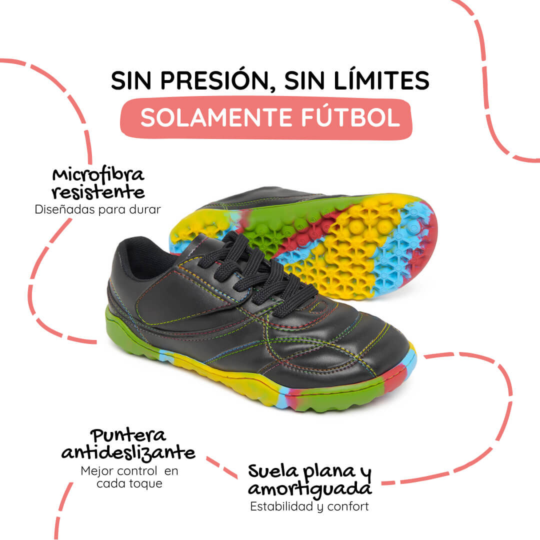 bota futbol sala barefoot amunt aw25 Microfibra Negro Suela Multicolor 05_a2d16167 2bc8 4667 9897 293924c53053 | Negro Multicolor Microfibra