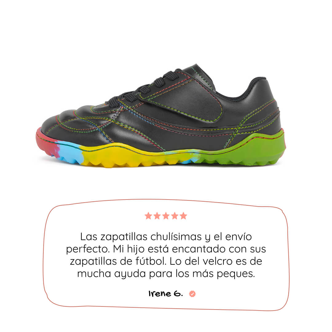 bota futbol sala barefoot amunt aw25 Microfibra Negro Suela Multicolor ss26  01  | Negro Multicolor Microfibra