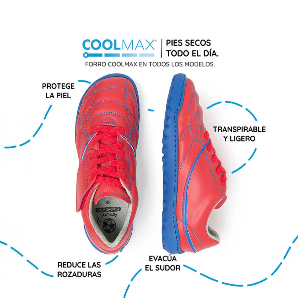 bota futbol sala barefoot amunt aw25 Microfibra Rojo Azul Royal 03 | Rojo Azul Microfibra 