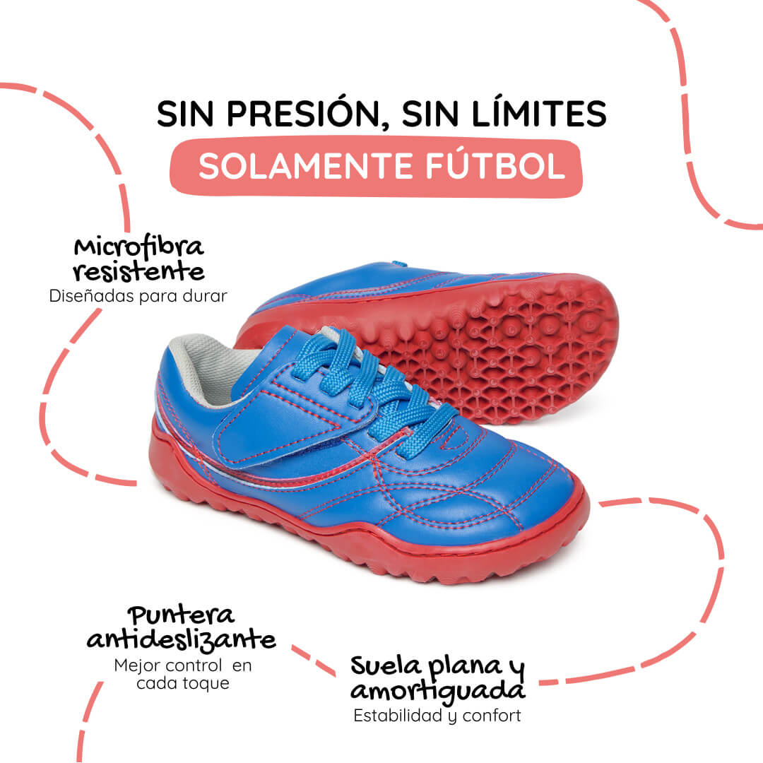bota futbol sala barefoot azul rojo amunt ss26 02 | Azul Rojo Microfibra
