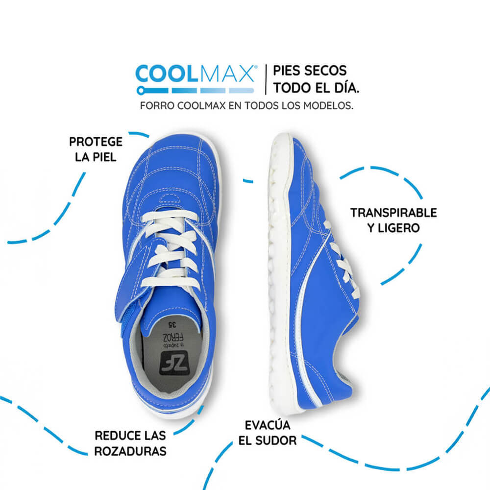 bota futbol sala barefoot azul royal blanco amunt ss25 03 | Azul Royal Blanco Microfibra
