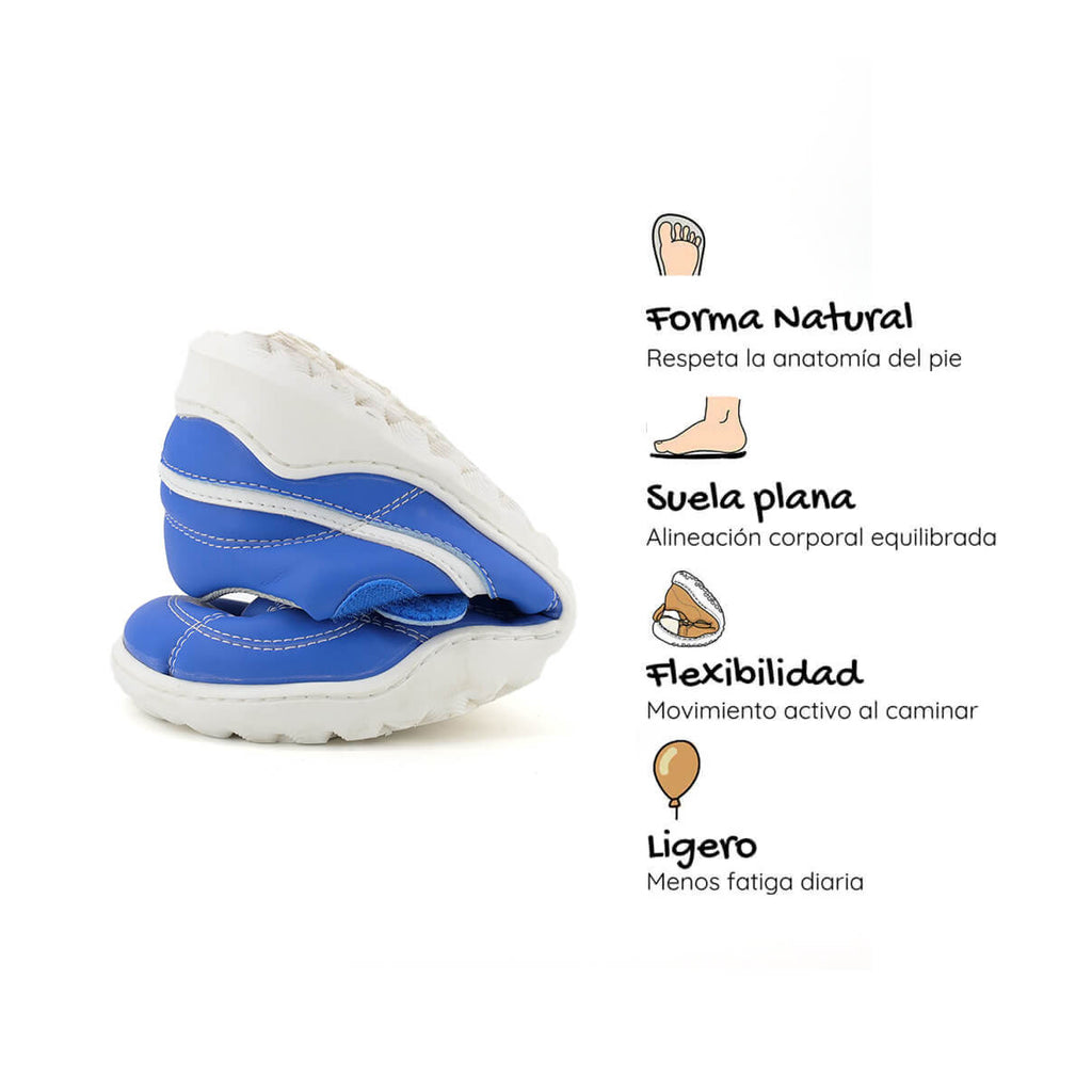 bota futbol sala barefoot azul royal blanco amunt ss25 04 | Azul Royal Blanco Microfibra