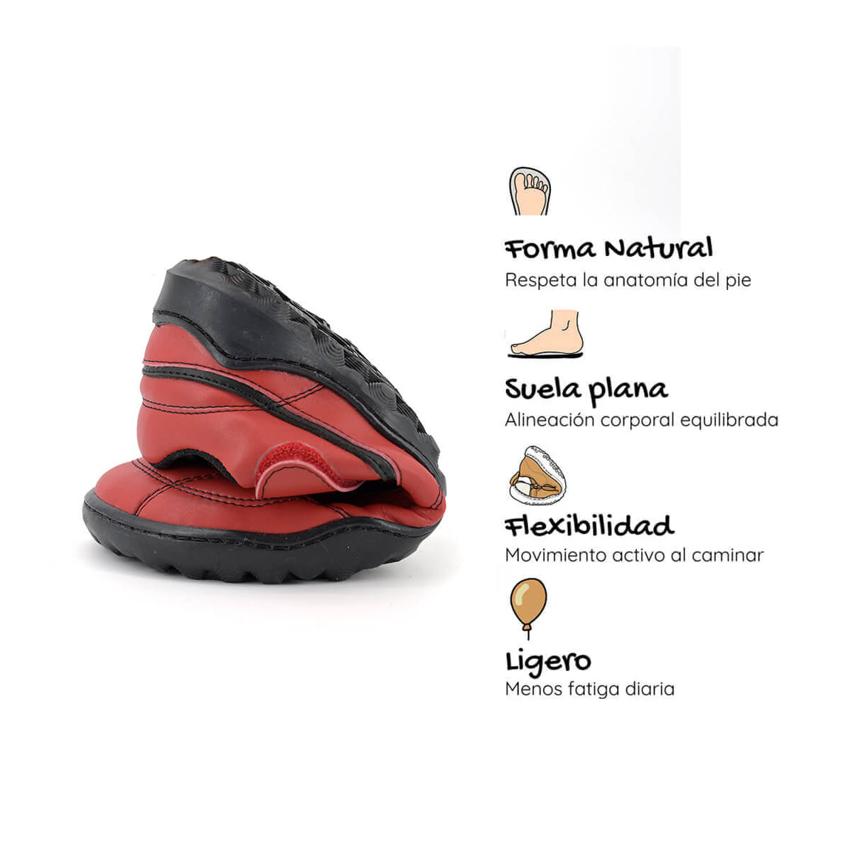 bota futbol sala barefoot rojo negro amunt ss25 04| Rojo Negro Microfibra