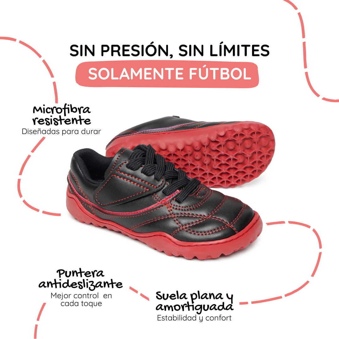 bota futbol sala barefoot rojo negro amunt ss26 02  | Negro Rojo Microfibra