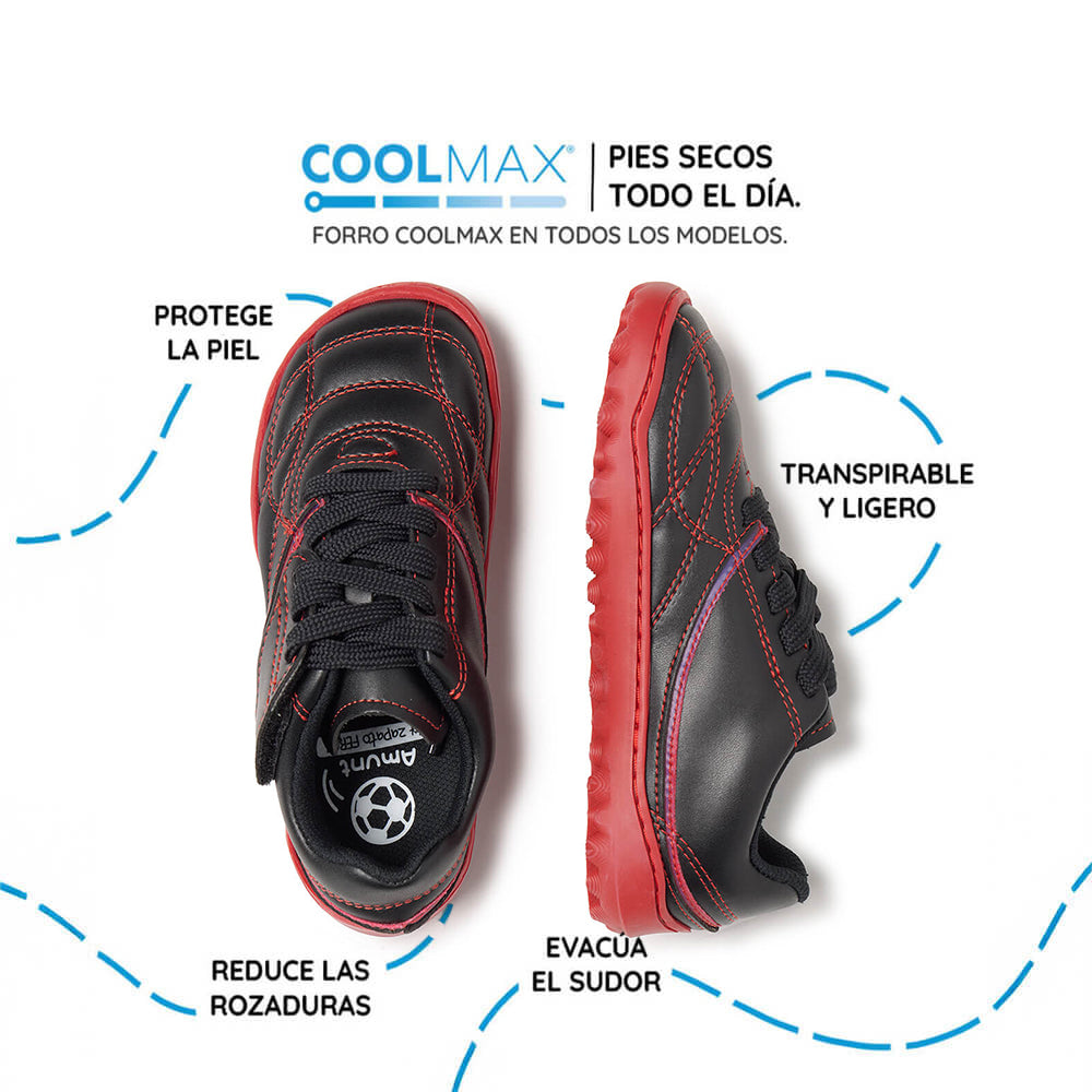 bota futbol sala barefoot rojo negro amunt ss26 03 | Negro Rojo Microfibra