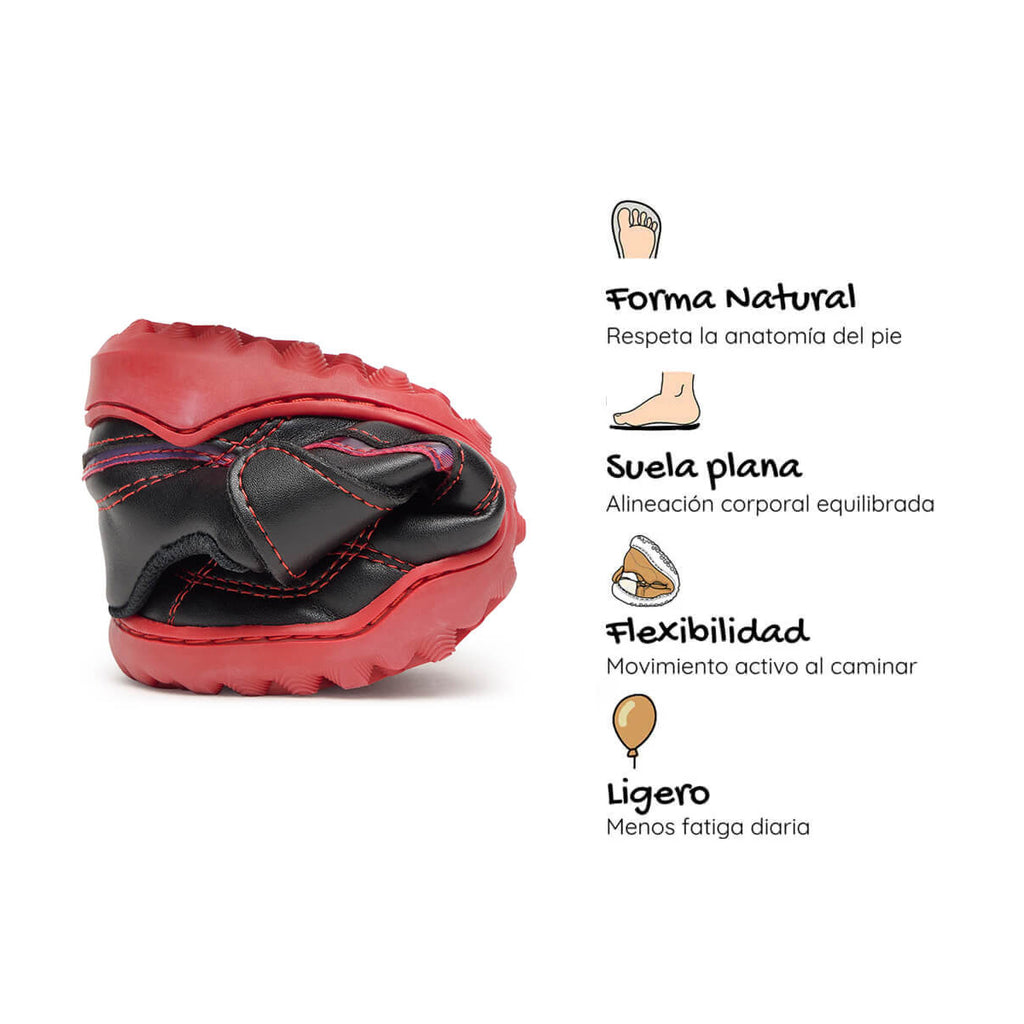 bota futbol sala barefoot rojo negro amunt ss26 04| Negro Rojo Microfibra