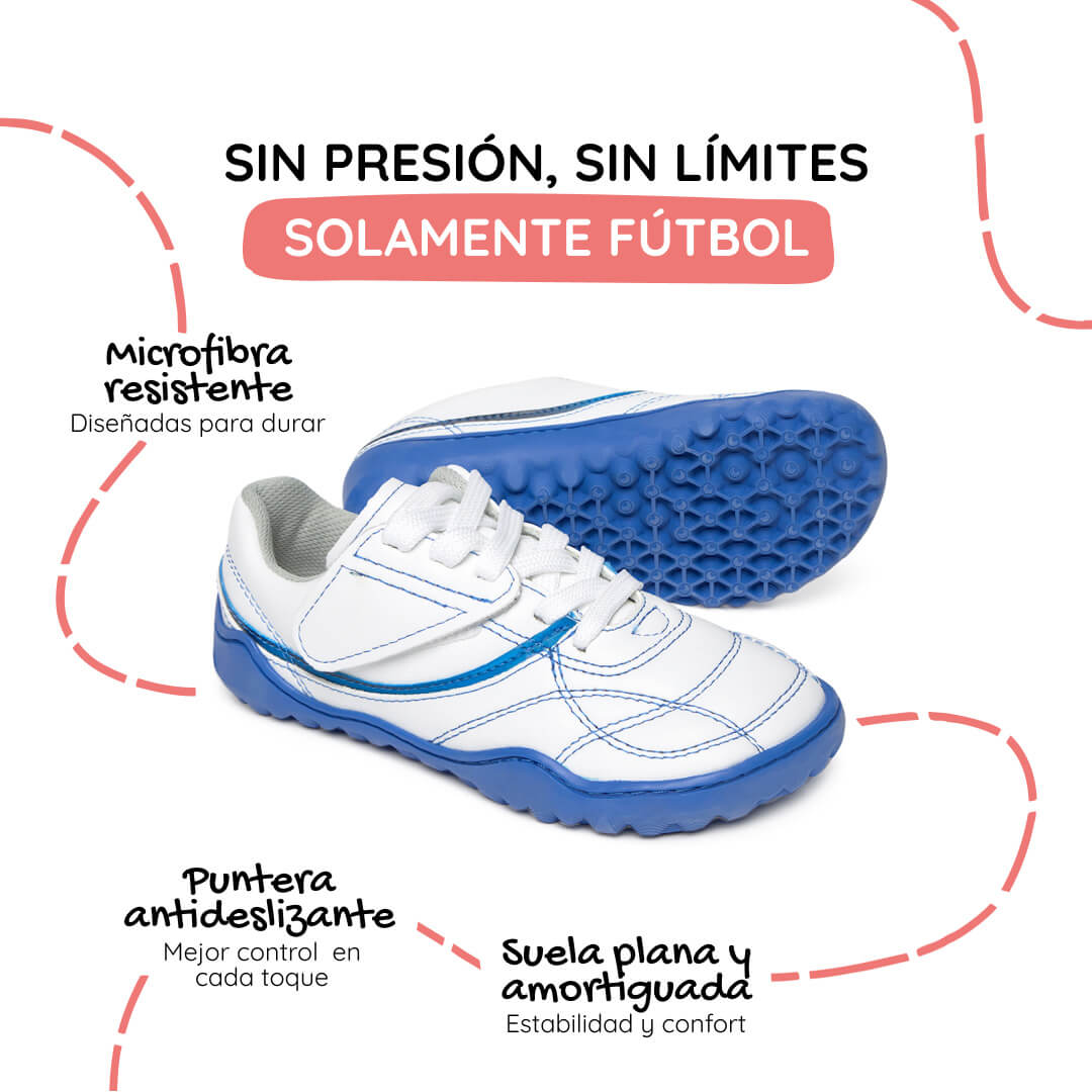 botas futbol sala barefoot blanco azul amunt ss26 02 | Blanco Azul Royal Microfibra