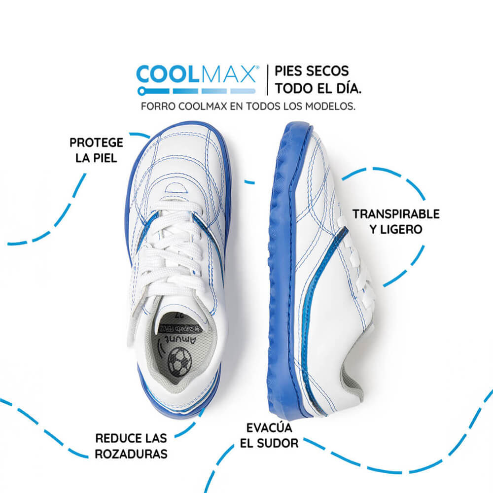 botas futbol sala barefoot blanco azul amunt ss26 03 | Blanco Azul Royal Microfibra