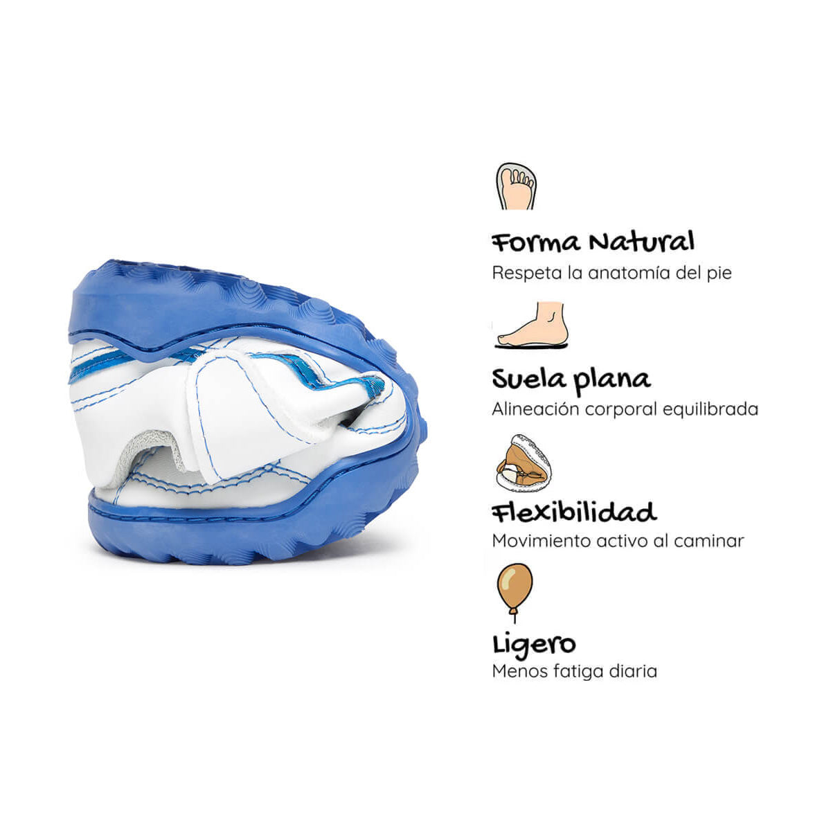 botas futbol sala barefoot blanco azul amunt ss26 04  | Blanco Azul Royal Microfibra