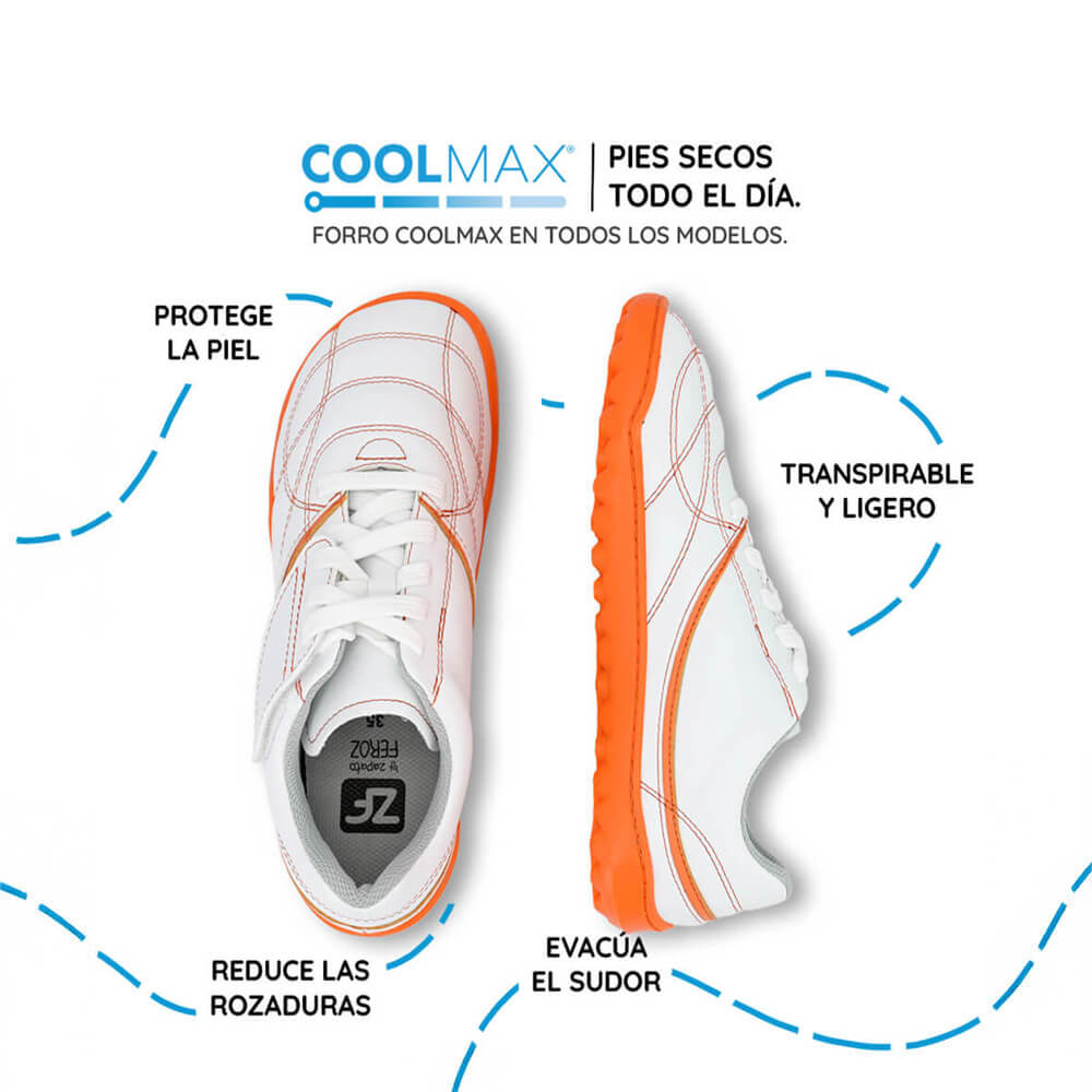 botas futbol sala barefoot blanco naranja amunt ss25 03  | Blanco Naranja Microfibra